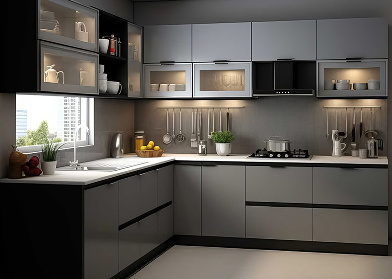 L shaped kitchen design for small and compact homes