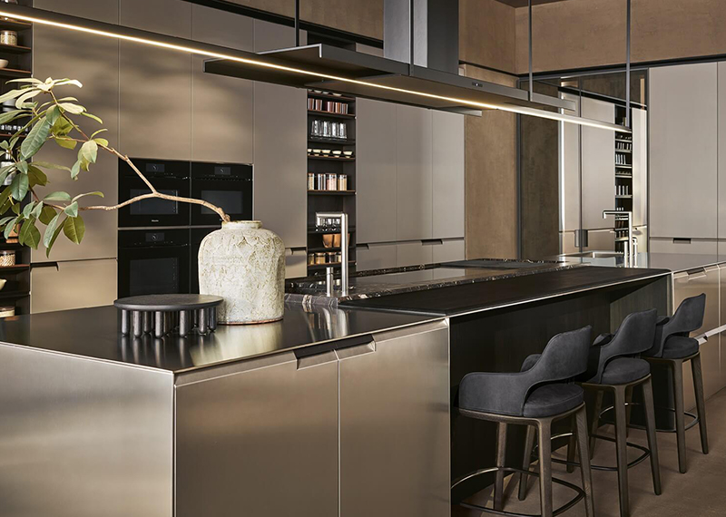 wooden kitchen cabinet finish detail with modern texture