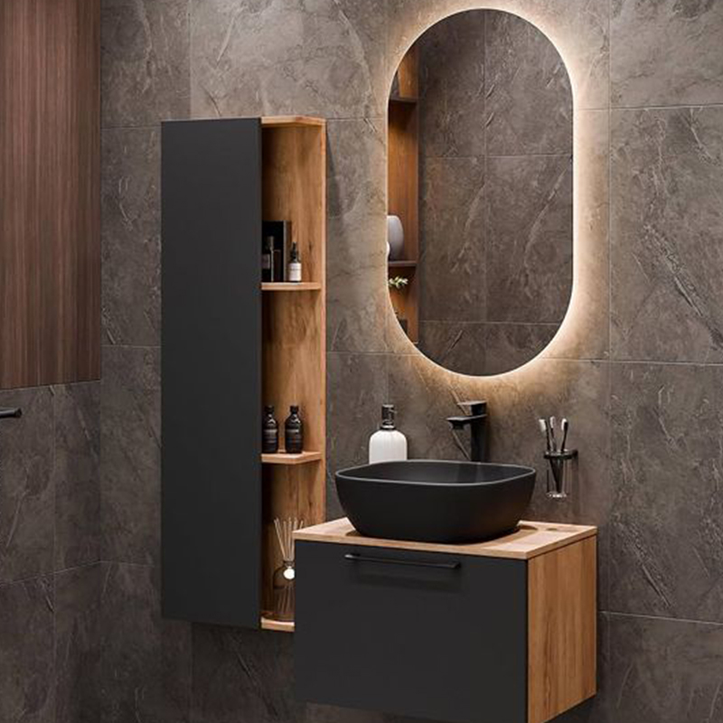 double sink bathroom vanity with modern storage cabinets