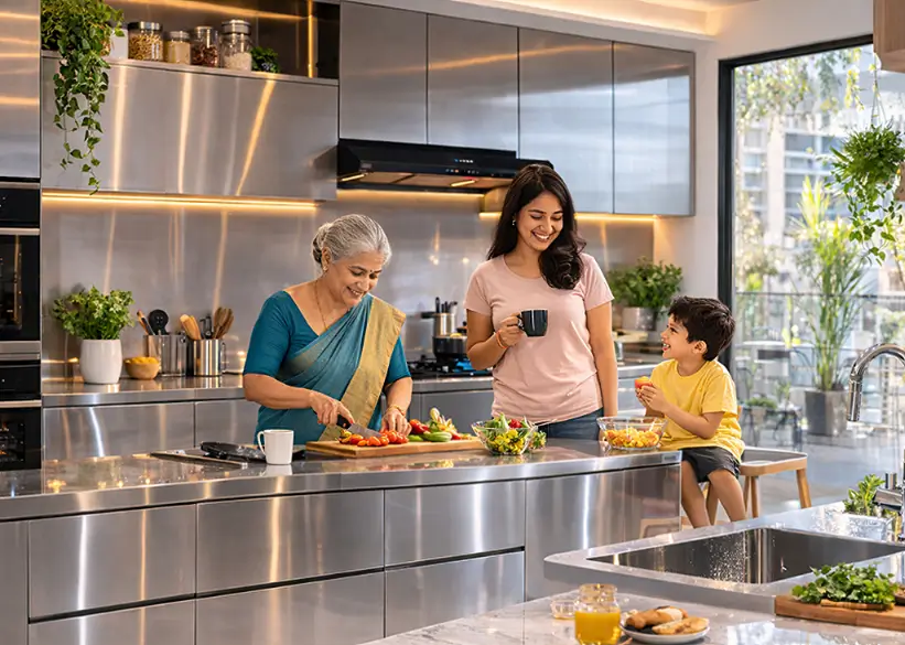 fire resistant stainless steel kitchen safe for Indian cooking