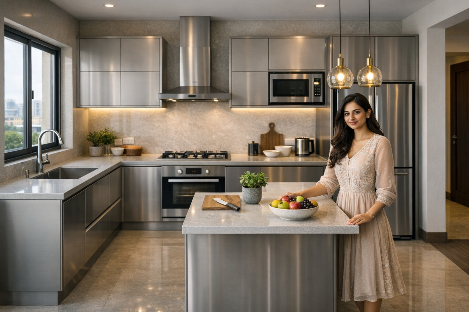 premium G shaped kitchen with modern finishes and design