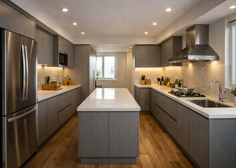 island kitchen with seating area for dining and interaction