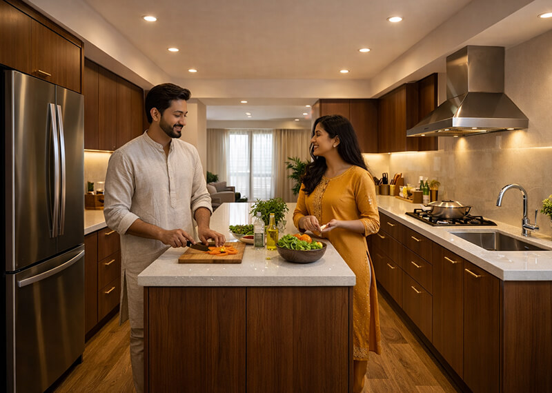 island kitchen with built in storage cabinets and drawers