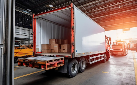 aks kitchen logistics delivery truck transporting modular kitchen materials