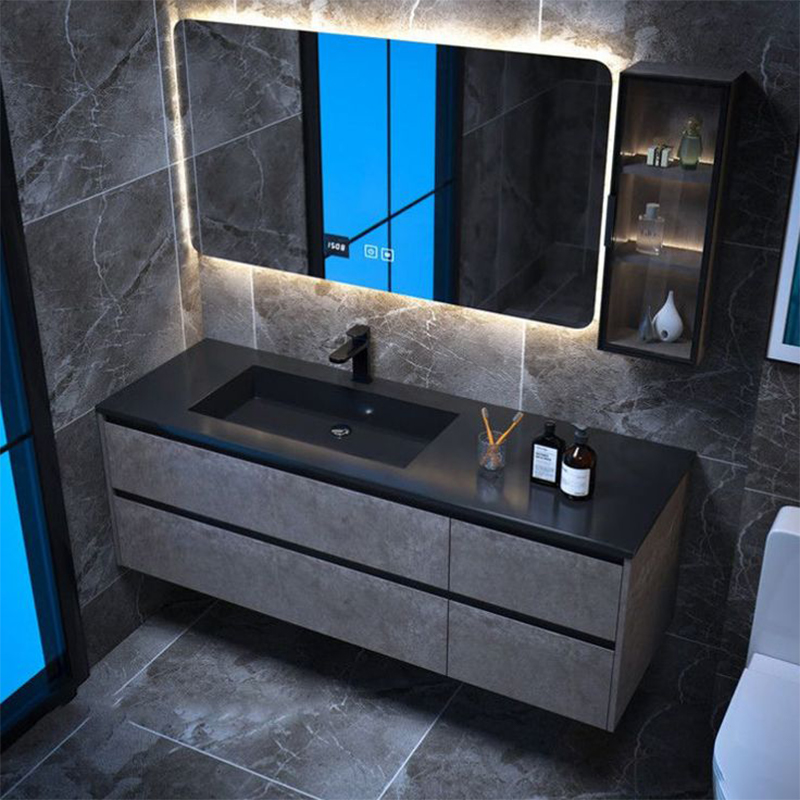 bathroom vanity with mirror cabinet and storage