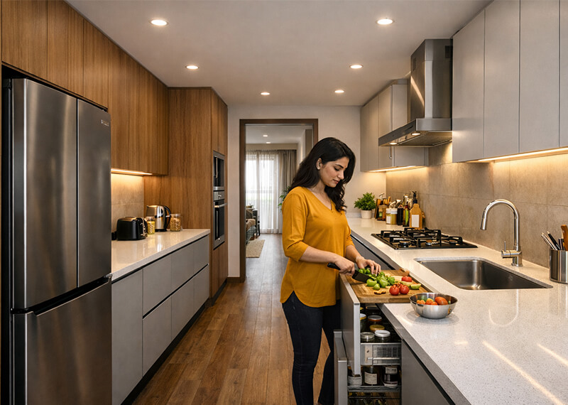 parallel modular kitchen design for Indian homes