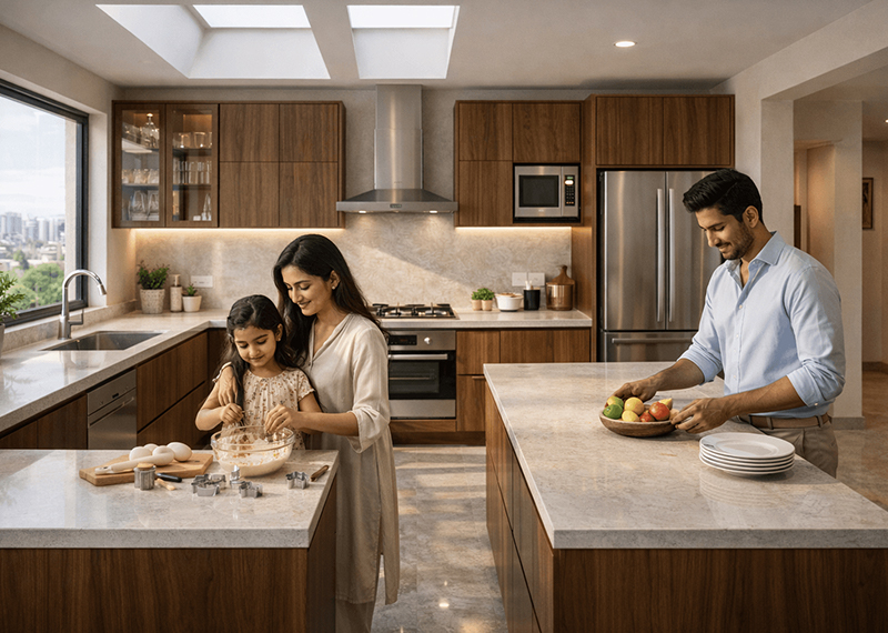 U shaped kitchen design for Indian homes